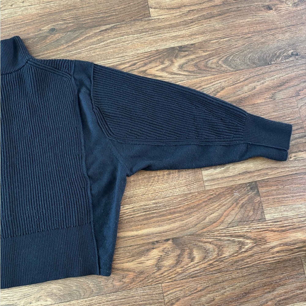 COS Dark Navy Ribbed full Zip Wool Turtleneck Sweater (oversized) - Picture 11 of 13